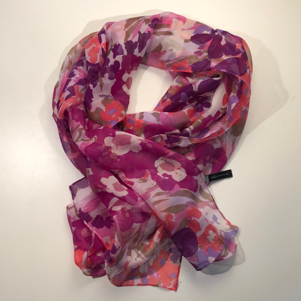 Anne Klein floral silk scarf